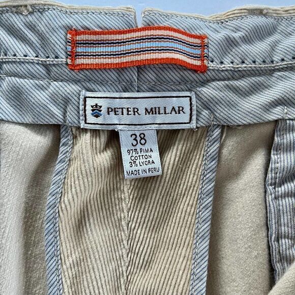 Peter Millar Pima Cotton Corduroy Dress Pant Light Tan Men't Size 38" x 34" EUC - Picture 4 of 7